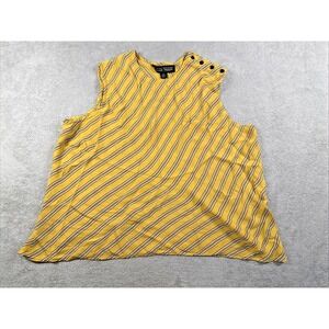 Vintage Linda Allard Ellen Tracy Women's Sleeveless Striped Silk Top Yellow 22